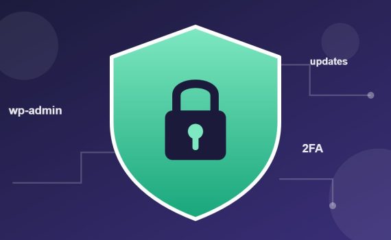 Illustration of a green shield with a padlock protecting a website